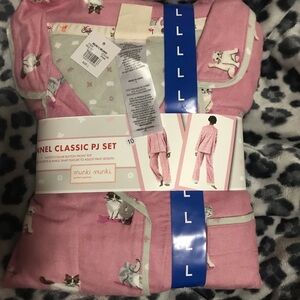 Munki Munki Pink Flannel Classic Kids Pajama Set